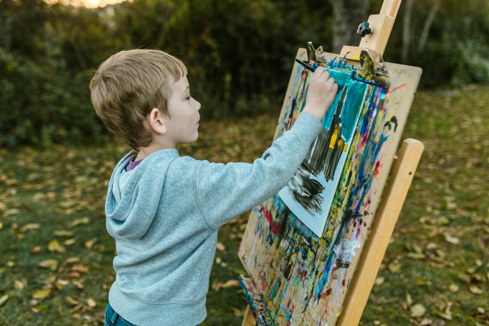 a boy painting